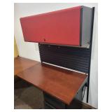 Cherry Colored Wood U-Shape Desk with Herman Miller Action Office Roll-Top Desk Wall Unit 72x96