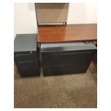 Black Metal File Cabinets - 3-Drawer Vertical (14.5x19.5x27.5 in) & 2-Drawer Horizontal (35.5x19.5x26.5 in)