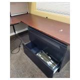 Cherry Colored Wood U-Shape Desk with Herman Miller Action Office Roll-Top Desk Wall Unit and File Cabinet 72x96