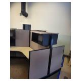 Herman Miller 3-Unit Cubicle Workstation - 120° Layout, Acoustic Panels, Roll-Top Desk Wall Unit