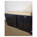 Black Metal Storage Cabinets with Countertop - 2 Units, 36"W x 20"D x 41.5"H Each, Top: 66"W x 24"D