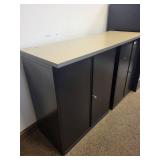 Black Metal Storage Cabinets with Countertop - 2 Units, 36"W x 20"D x 41.5"H Each, Top: 66"W x 24"D