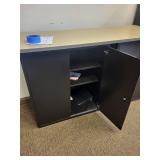 Black Metal Storage Cabinets with Countertop - 2 Units, 36"W x 20"D x 41.5"H Each, Top: 66"W x 24"D