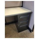 Herman Miller Three-Person Work Station Cubicle 120° with Acoustic Panels & Roll-Top Desk Wall Unit