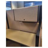 Herman Miller Three-Person Work Station Cubicle 120° with Acoustic Panels & Roll-Top Desk Wall Unit