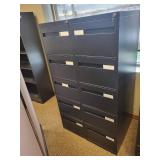 2 5-Drawer Metal Filing Cabinets - 18 in W x 28 in D x 63 in H, Black