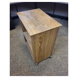 Rolling Cart - Oak Finish Wood, 2 Shelves, 23.5 x 15.5 x 31 in