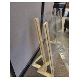 Two Plexiglass Sneeze Guards 42x36 & 36x36 on Wood Stands