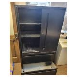 Metal Cabinet - 2-Door Upper, 2-Drawer Base - 36.5x66.5 Black Steel