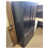 Metal Cabinet - 2-Door Upper, 2-Drawer Base - 36.5x66.5 Black Steel