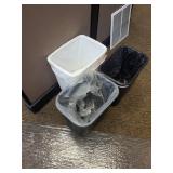 Trash Bins 3-Pack - White & Black Open-Top with Liners