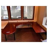 Executive L-Shaped Desk - Cherry Finish, 72in Long with Curved Left End & Keyboard Tray