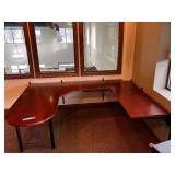 Executive L-Shaped Desk - Cherry Finish, 72in Long with Curved Left End & Keyboard Tray