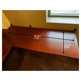 Executive L-Shaped Desk - Cherry Finish, 72in Long with Curved Left End & Keyboard Tray