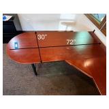 Executive L-Shaped Desk - Cherry Finish, 72in Long with Curved Left End & Keyboard Tray