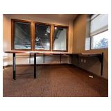 Executive L-Shaped Desk - Cherry Finish, 72in Long with Curved Left End & Keyboard Tray