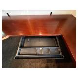 Executive L-Shaped Desk - Cherry Finish, 72in Long with Curved Left End & Keyboard Tray