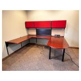 U-Shaped Desk with Roll-Top Wall Unit