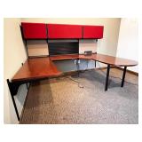 U-Shaped Desk with Roll-Top Wall Unit