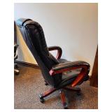 UE Furniture Leather Executive Office Chair - Black, Wood Armrests, 5-Star Base