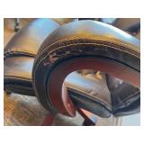 UE Furniture Leather Executive Office Chair - Black, Wood Armrests, 5-Star Base