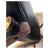 UE Furniture Leather Executive Office Chair - Black, Wood Armrests, 5-Star Base