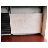 L-Shaped Office Desk with Hutch - Red Overhead Cabinets & Built-In Outlets