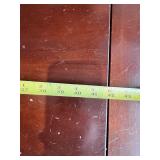 L-Shaped Office Desk with Hutch - Red Overhead Cabinets & Built-In Outlets