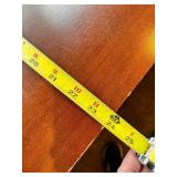 L-Shaped Office Desk with Hutch - Red Overhead Cabinets & Built-In Outlets