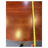 L-Shaped Office Desk with Hutch - Red Overhead Cabinets & Built-In Outlets