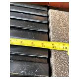 L-Shaped Office Desk with Hutch - Red Overhead Cabinets & Built-In Outlets