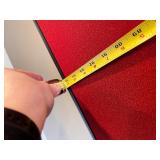 L-Shaped Office Desk with Hutch - Red Overhead Cabinets & Built-In Outlets