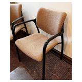 Herman Miller Armchairs - Pair with Black Metal Frames & Beige Upholstery