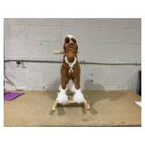 Qaba Wooden Toddler Rocking Horse, Kids Plush Ride on Horse Toy Animal Rocker with Nursery Rhyme Music Brown