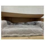 HOMCOM Traditional Style End of Bed Bench, Upholstered Entryway Bench with Button Tufted and Rounded Arm, Beige