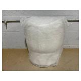 HOMCOM Round Ottoman, Upholstered Foot Stool, Teddy Fleece Fabric for Living Room, Entryway, White