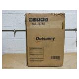 Outsunny 13" x 18" Ceramic Garden Stool with Woven Lattice Design & Glazed Strong Materials Decorative Outdoor Stool, White