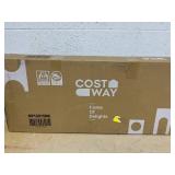 costway Aluminum Portable Picnic Table with 2-Tier Open Shelves and Spacious Tabletop