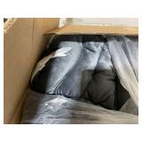 HOMCOM Lazy Chair and Ottoman Set, Fabric Upholstered Accent Chair with Side Pockets, for Living Room, Bedroom, Gray