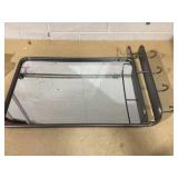 Happytools Wall Mounted Mirror w/ Shelf & Hooks, Black Metal Framed Vanity Rectangle