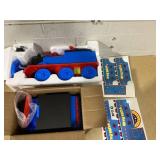 Costway TQ10273US-NY 6V Ride-on Train 2-Seater with Carriage & Flashing LED Lights, Blue
