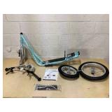 Aosom Teens Youth Scooter Ride On Toy with Adjustable Handlebar, Dual Brakes, and Inflatable Wheels For Kids 5+, Blue