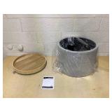 HOMCOM Round Storage Ottoman Coffee Table with Flip Top Tray, Gray