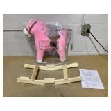 Qaba Plush Rocking Horse, Wooden Rockers, Baby Rocker Chair with Sounds, Moving Mouth, Tail, Pink
