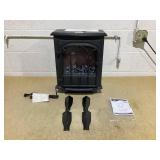 HOMCOM Electric Fireplace Stove, Freestanding Fireplace Heater, 750W/1500W, Black