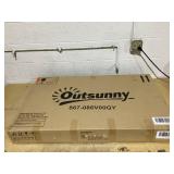 Outsunny PE Rattan Pool Float Storage Organizer with Wheels, Mixed Gray