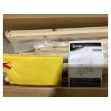 Outsunny Outdoor Wooden Potting Bench with Storage Cabinet, Shelves, Galvanized Plated Tabletop for Backyard, Balcony, Natural