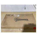 Outsunny 34" Raised Garden Bed, Elevated Wooden Planter Box with Holes for Vegetables, Herb, Flowers for Backyard, Dark Gray