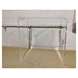 HOMCOM Modern Acrylic End Table, Waterfall Side Table with Rounded Edges and Storage for Small Spaces, 21" x 12" x 21", Clear