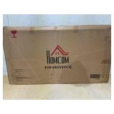 HOMCOM Mid-century Modern Coffee Table with Storage Drawer, Metal Sled Designed Legs and Wood Grain Surface for Living Room, Dark Grey